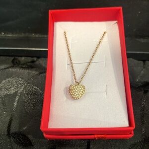 MICHAEL KORS
Carved heart necklace 
Glittery pave puffy heart 
Goldtone